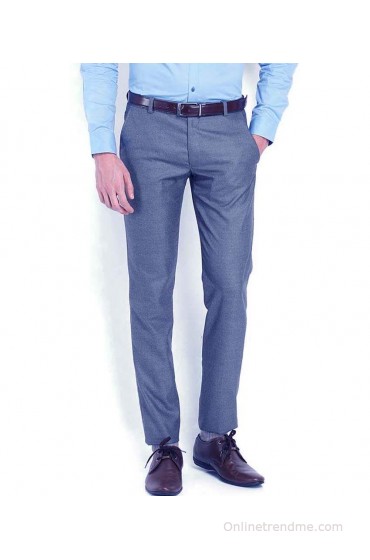 Ad & Av Premium Polyviscose Blue Formal Trouser